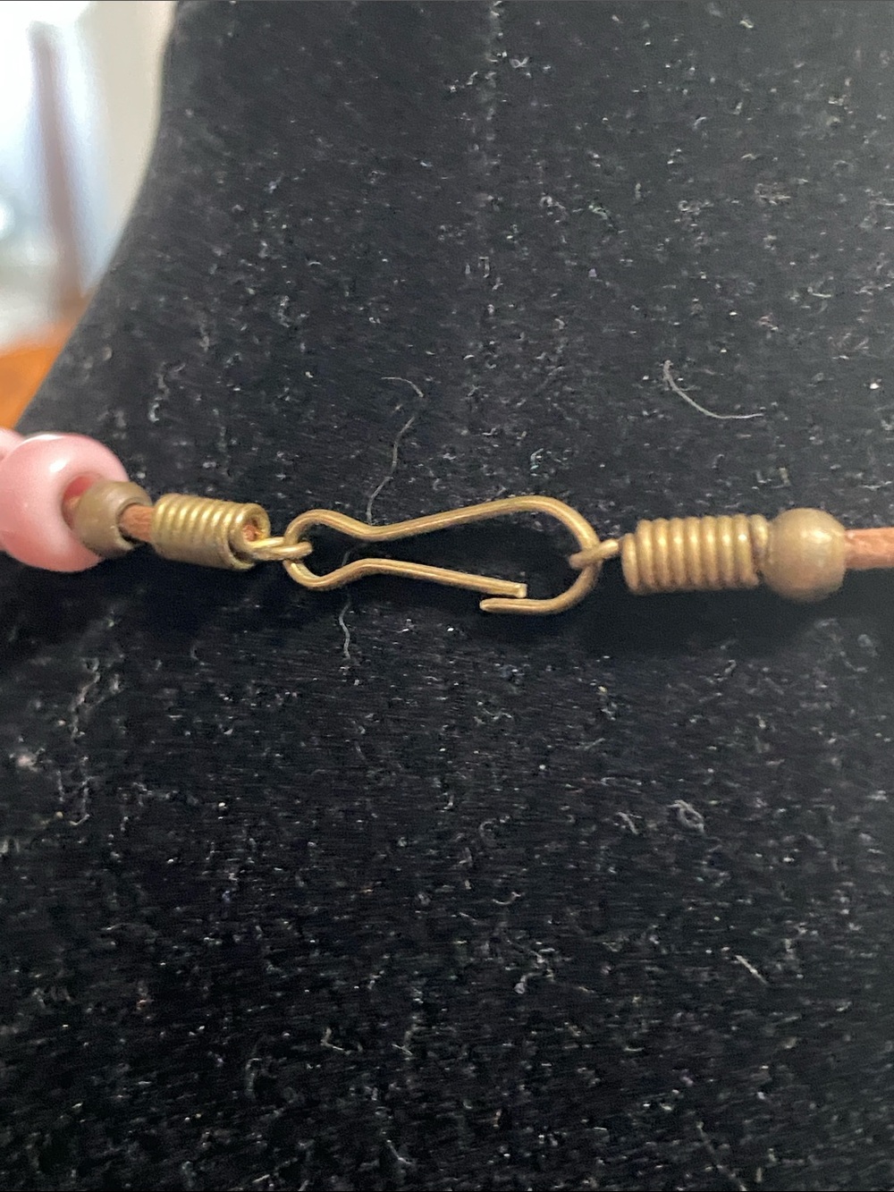 VTG Pink Porcelain Floral Bead Necklace - Picture 4 of 5